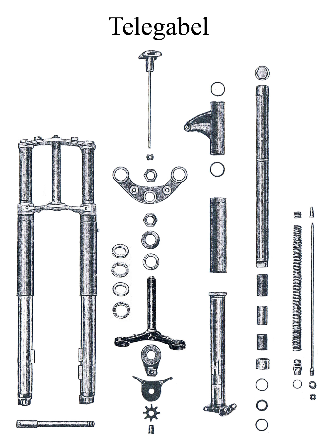 DDR-Motorrad AWO Sport Ersatzteileliste Telegabel Buchse Schraube Mutter Feder Gummi Lampenhalter Flatterbremse Dichtring