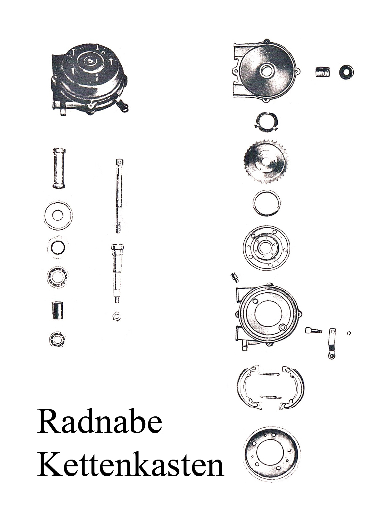 DDR-Motorrad IWL Berliner Roller SR 59 Ersatzteileliste Hinterradnabe Kettenkasten Lager Sicherungsblech