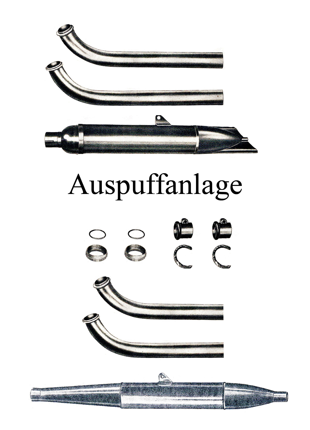 DDR-Motorrad IFA MZ BK 350 Ersatzteileliste Auspuffanlage Fischschwanz Zigarre Krümmermutter