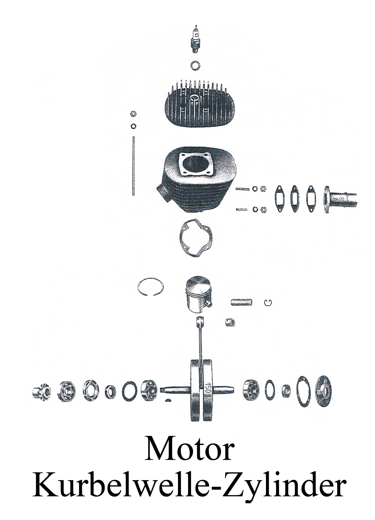DDR-Motorrad IWL Berliner Roller SR 59 Ersatzteileliste Motor Zylinderkopf Kolbenbolzen Kurbelwelle Zündkerze Kugellager Wellendichtringe