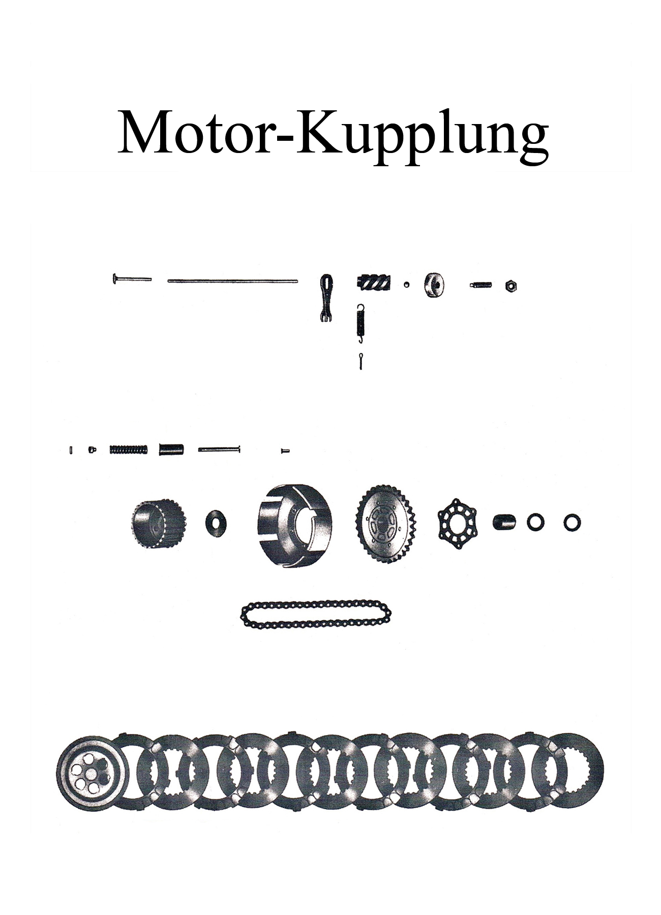 DDR-Motorrad IWL Berliner Roller SR 59 Ersatzteileliste Motor Kupplungsscheiben Stahl-Reibbelag-Lamelle Mitnehmer Kette