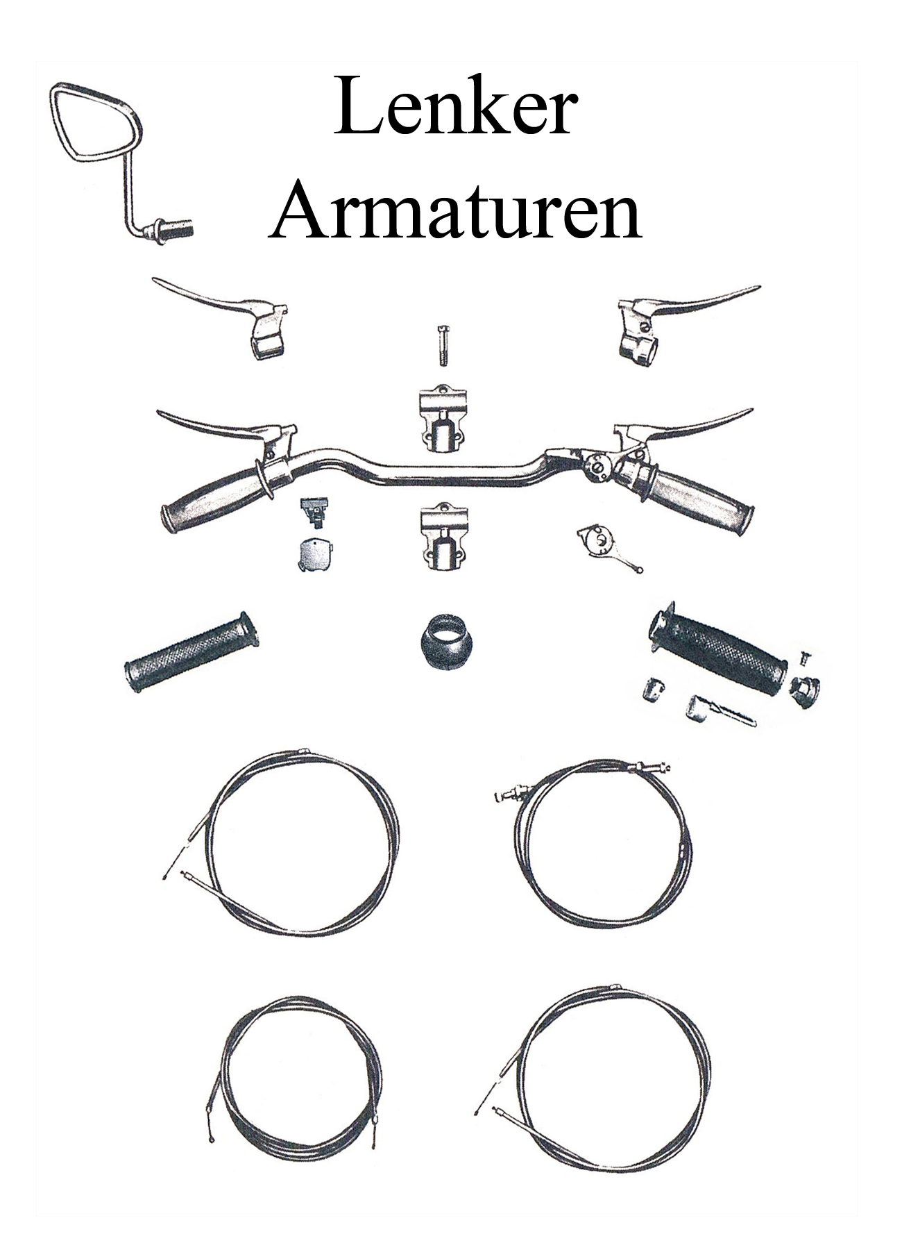 DDR-Motorrad IWL Berliner Roller SR 59 Ersatzteileliste Lenker Armaturen Brems-Kupplungshebel Spiegel Gasgriffgummis