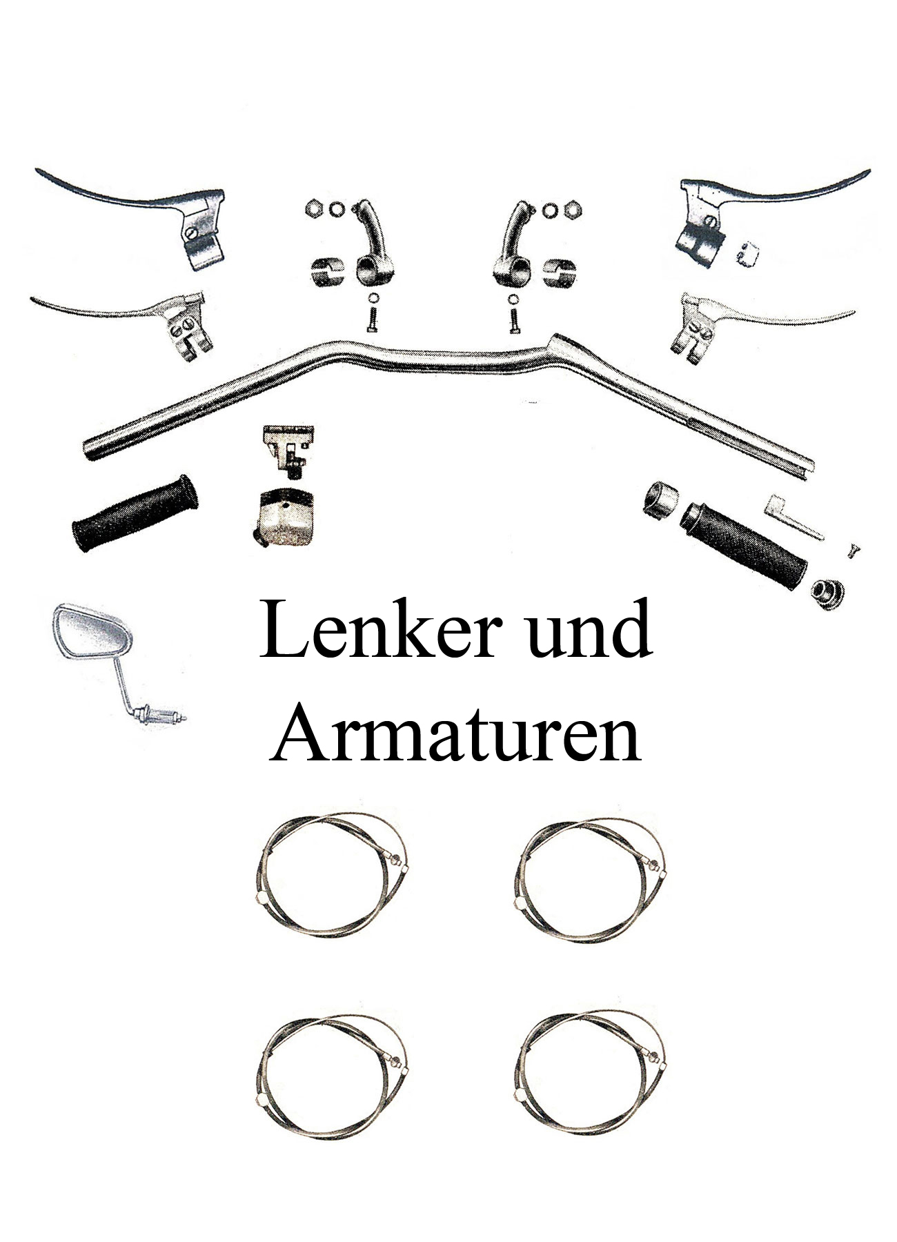 DDR-Motorrad IFA MZ BK 350 Ersatzteileliste Lenker Armaturen Spiegel Gasgriff