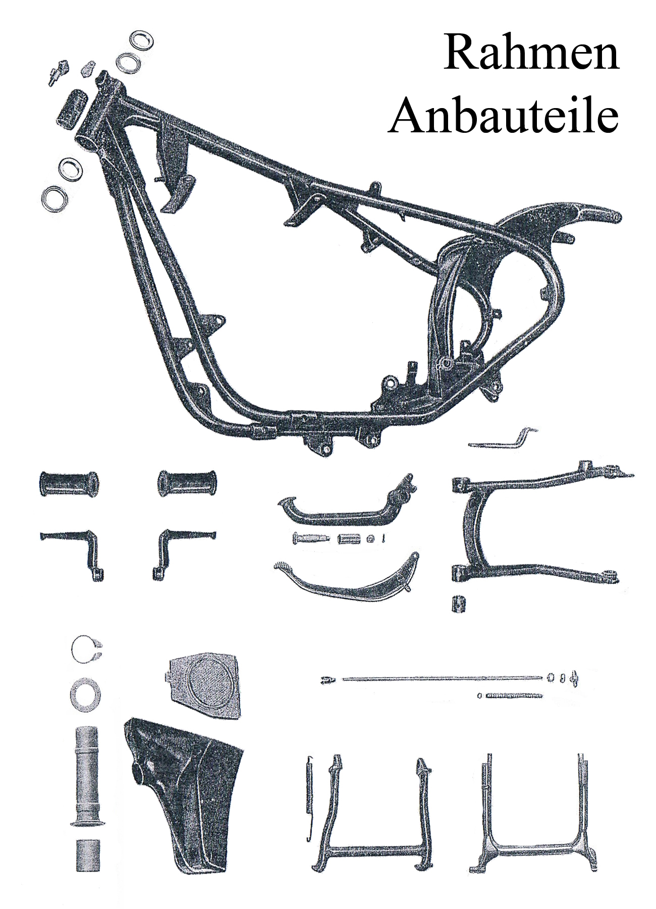 DDR-Motorrad AWO Sport Ersatzteileliste Rahmen Typenschild Lenkerschloß Lager Ständerfeder Fußrastengummi Bremsstange Gummi Luftfilter